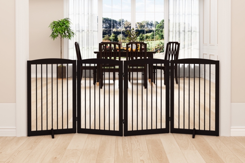 Pet Gate: Espresso Brown Arched Top With Support Feet