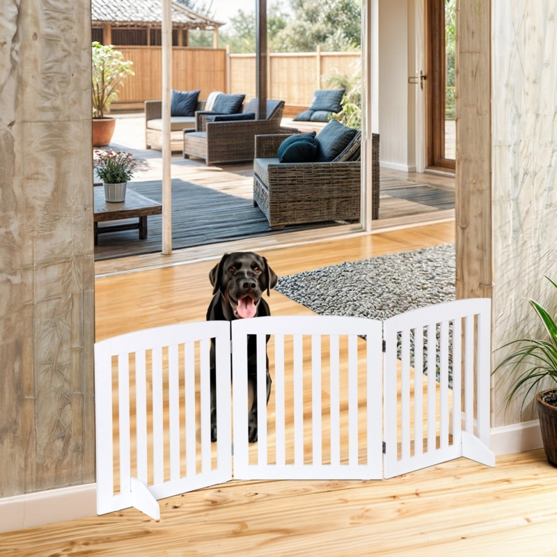 Pet Gate: Folding Wooden Puppy Gate Arched Top Matte Finish