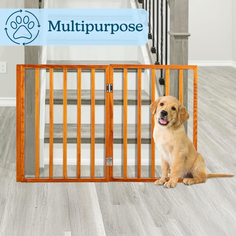 Pet Gate: Mahogany Finish Folding Accordion Style Barrier