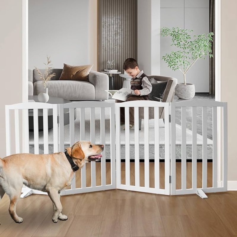 Pet Gate: Matte White Arched Top With Stabilizing Feet