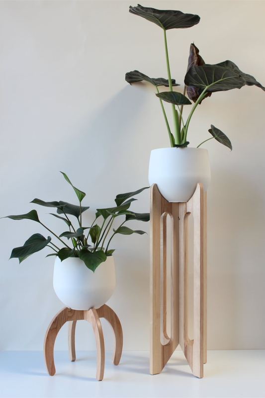 Plant Stand Set featuring Oval Cutouts, Arched Legs and Staggered Heights