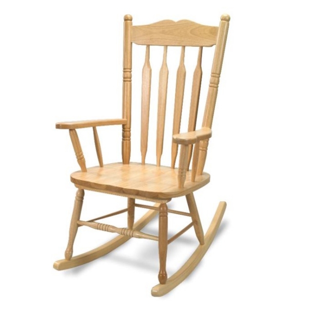 Rocking Chair Light Honey Wood Spindle Back Farmhouse