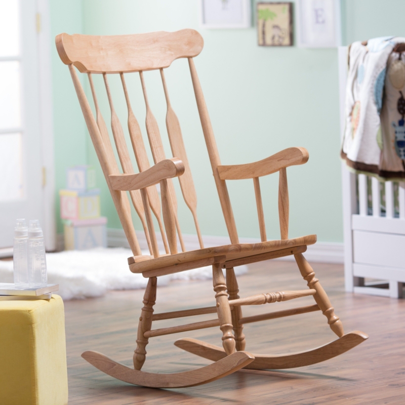 Rocking Chair Natural Wood Finish High Spindle Back Nursery