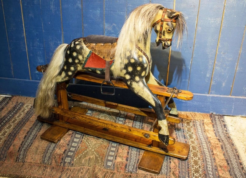 Rocking Horse Antique Victorian Safety Stand Dappled Pattern