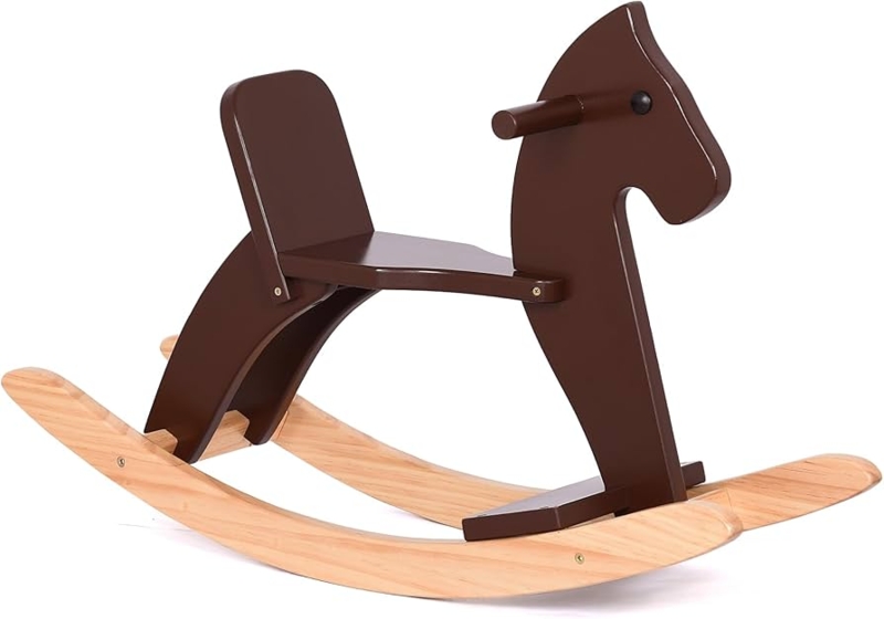 Rocking Horse Classic Minimalist Satin Espresso Finish Safe Backrest