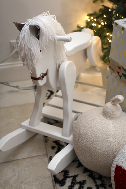 Rocking Horse Crisp White with Yarn Mane and Leather Harness