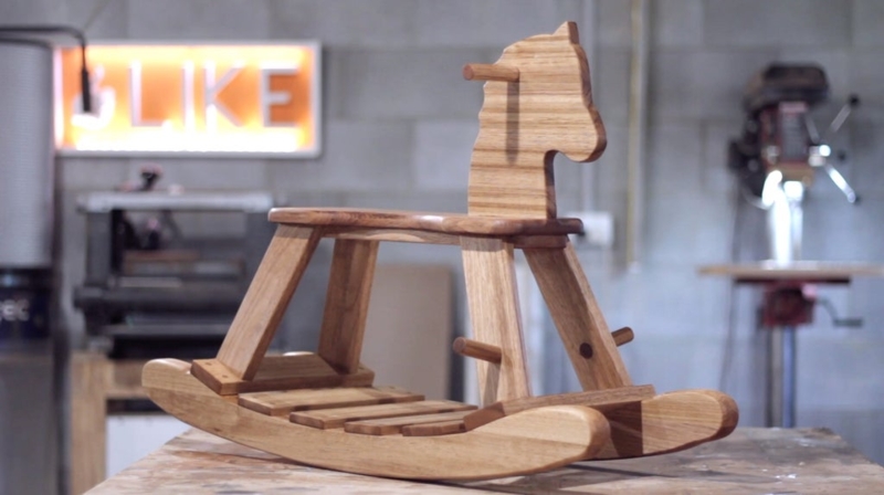 Rocking Horse Handcrafted Rustic Timber Silhouette Slatted Base