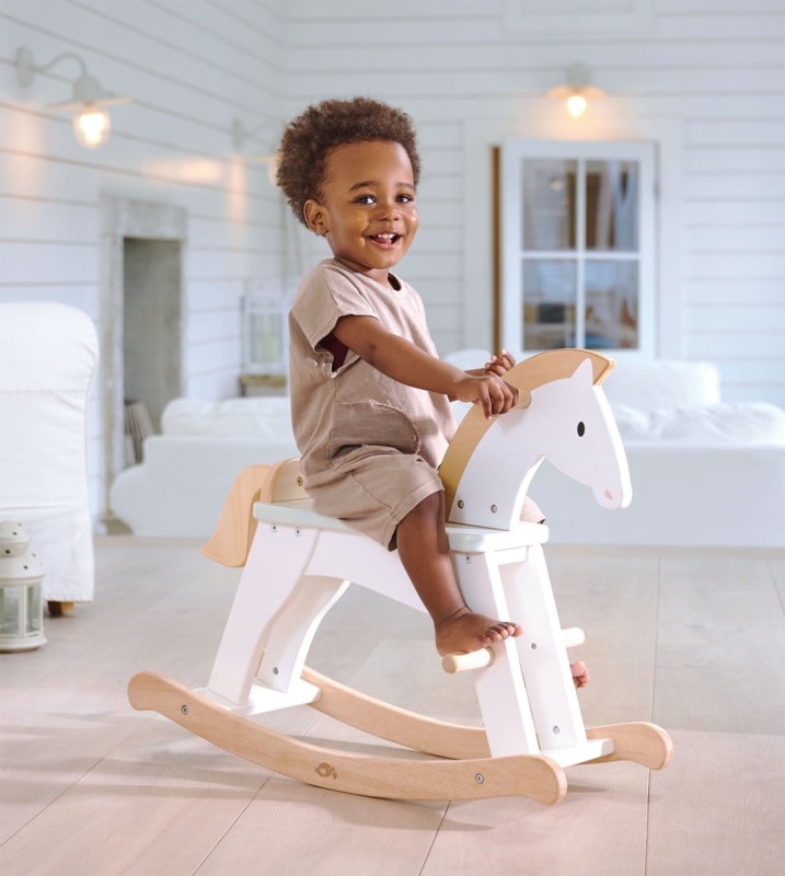 Rocking Horse Scandinavian Minimalist Matte White Natural Wood Rockers
