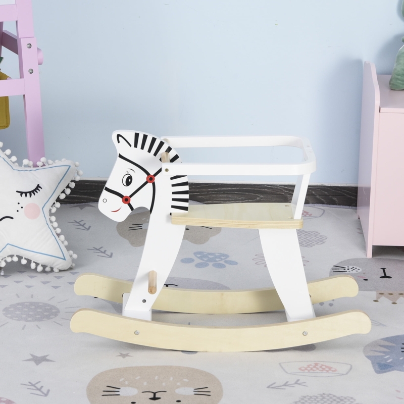 Rocking Horse Scandinavian White Black Zebra Print Safety Bar