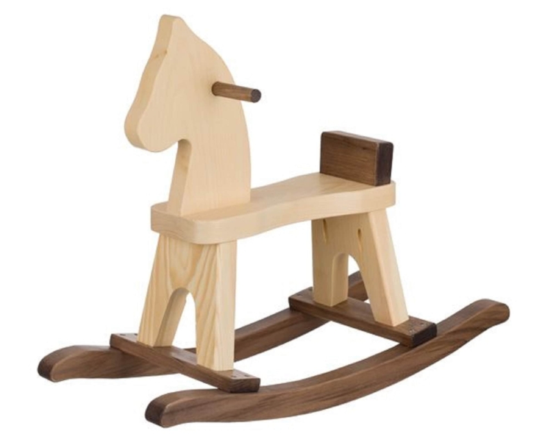 Rocking Horse Toddler Two-Tone Walnut and Natural Wood Minimalist