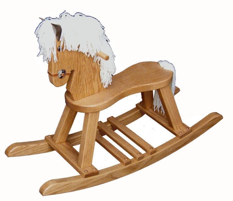 Rocking Horse Traditional Amish Oak Straight Legs Shaggy Mane