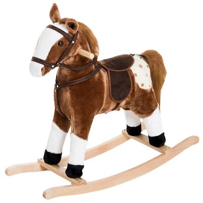 Rocking Horse Traditional Plush Chestnut Brown White Appaloosa Spots