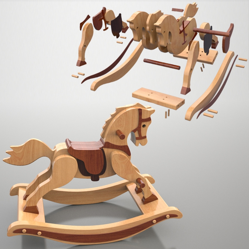 Rocking Horse Vintage Style with Two Tone Wood Plans