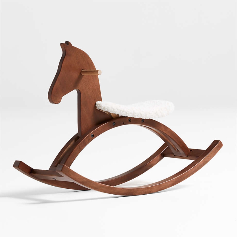 Rocking Horse Walnut Brown with Creamy Sherpa Seat Minimalist Design