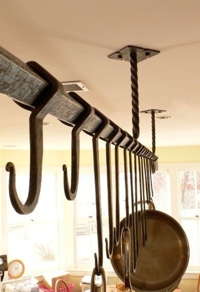 Rustic Ceiling Rack with Twisted Supports
