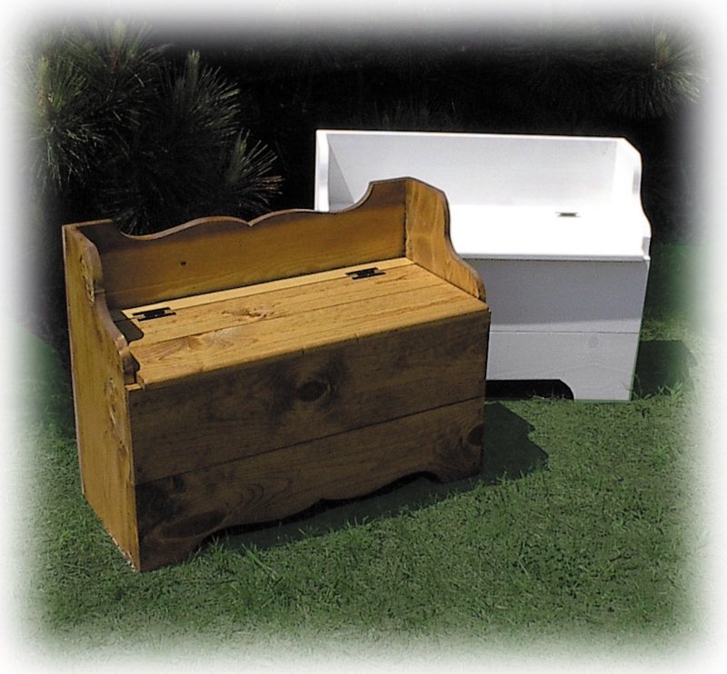 Scalloped Wood Toy Bench Small Rustic Hinged Storage Chest