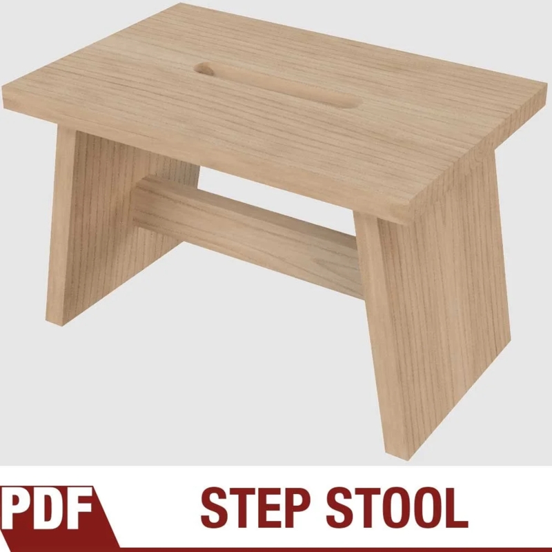 Scandi Style Utility Stool with Splayed Legs and Handle Cutout