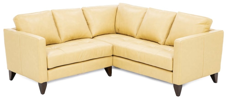 Sectional Sofa Butter Yellow Tufted Seat Track Arms Tapered Legs