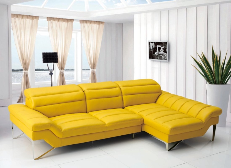 Sectional Sofa Channel Stitching Angled Legs Right Facing Chaise