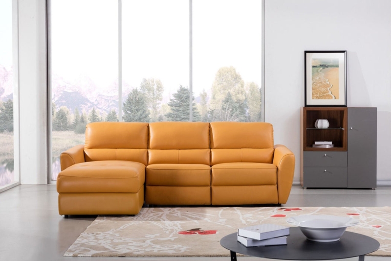 Sectional Sofa Horizontal Stitching Padded Armrests Low Profile