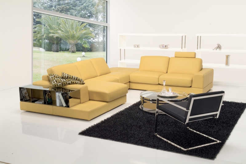 Sectional Sofa Integrated Side Shelf Adjustable Headrests
