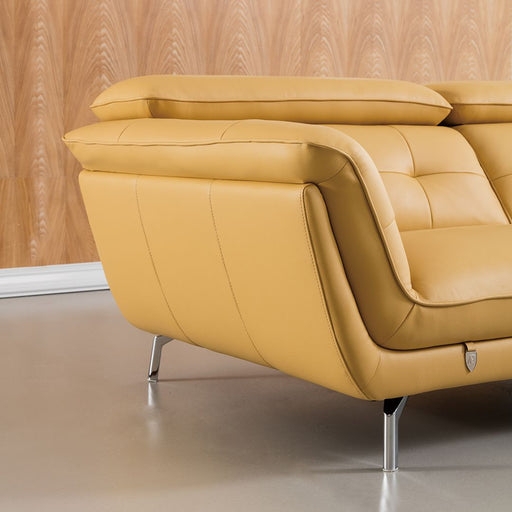 Sectional Sofa Tufted Seat Polished Chrome Legs Leather-Like