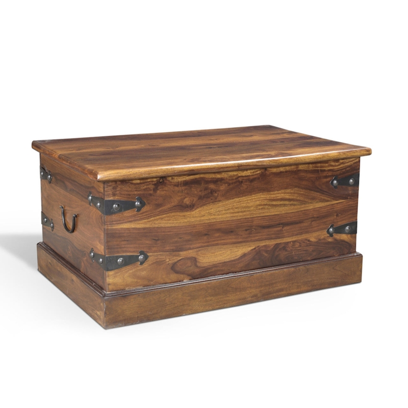 Seesham Wood Chest Table with Iron Corner Straps