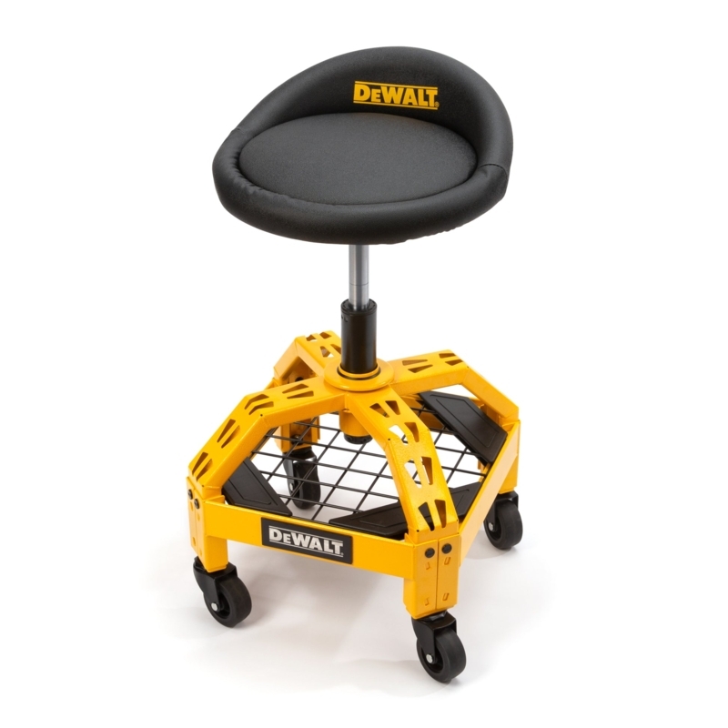 Shop Stool Dewalt Branding Integrated Tool Shelf Yellow Seat