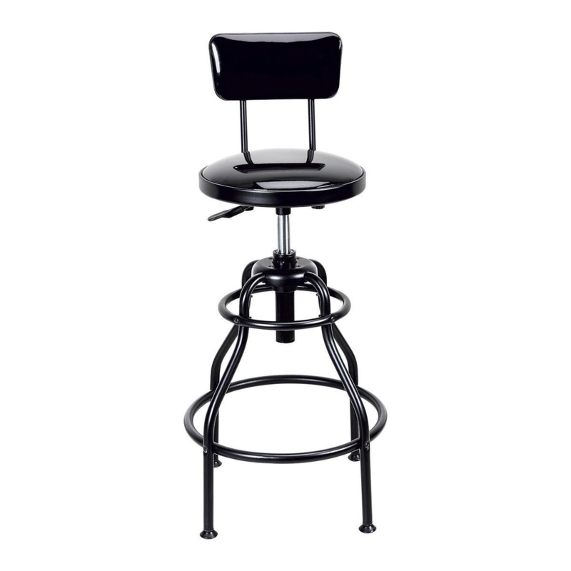 Shop Stool Glossy Upholstery Dual Footrest Rings Black Counter