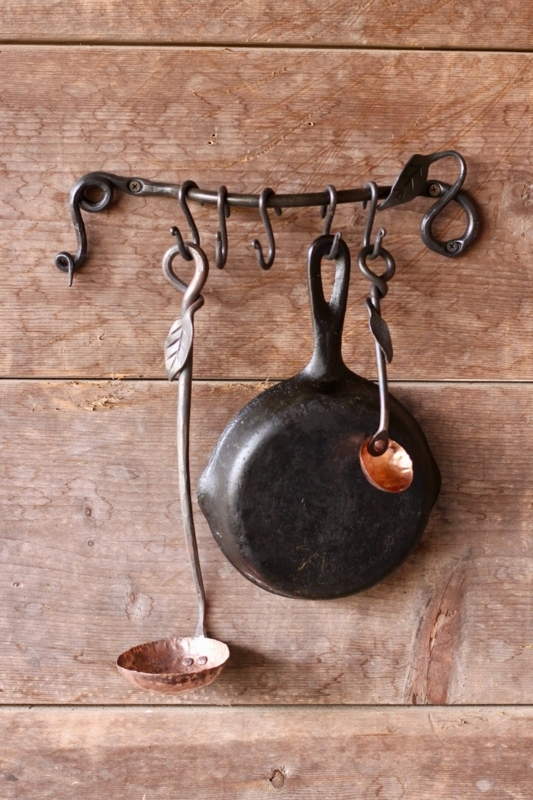 Shop wrought iron pot hooks Factory Sale Leafy Pot and Pan Holder Rack Hand  Forged Blacksmith Old West Iron