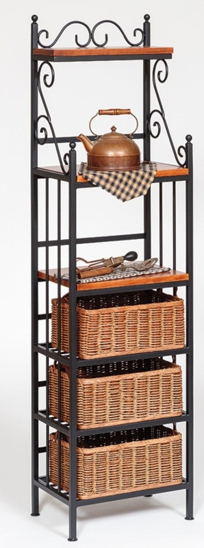 Small Baker's Rack with Baskets (Wrought Iron #MH906) - Our Country Hearts