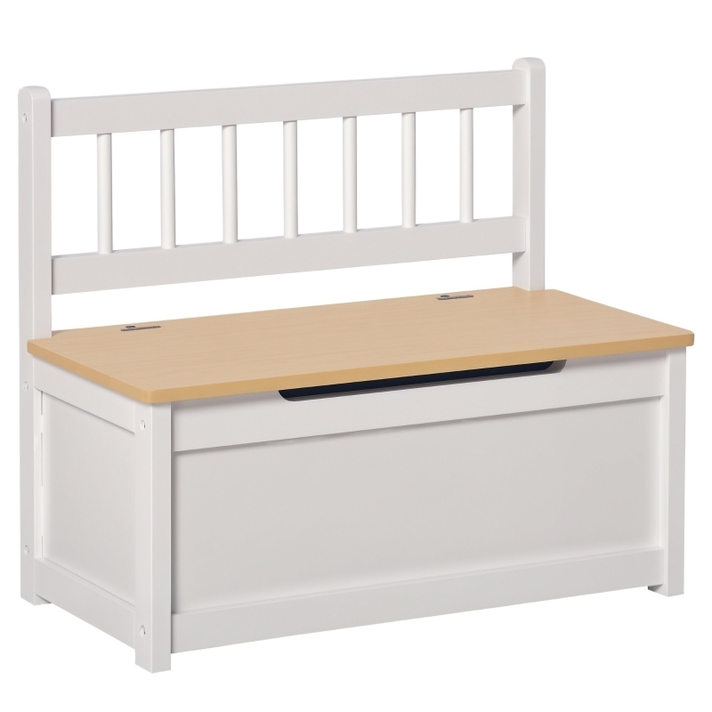 Spindle Back Storage Bench Two Tone White And Wood Toy Box