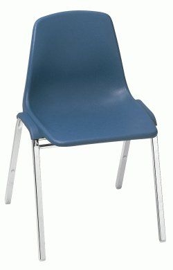 Stackable Chair Slate Blue Molded Plastic Shell Chrome Legs Classroom