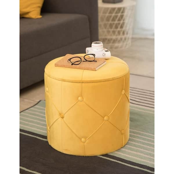 Storage Ottoman Velvet Diamond Button Tufting Glam Seating