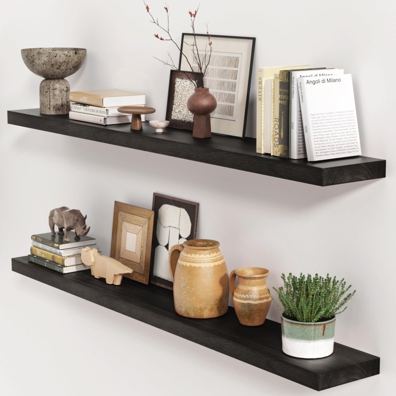 Thick Floating Shelves Matte Black Profile Wall Decor Display