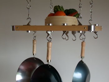 Track Rack European 24'' x 20'' Ceiling Pot Rack, Natural Wood