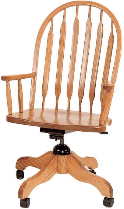 Traditional Desk Chair Paddle Back Arched Top Rail Honey Oak