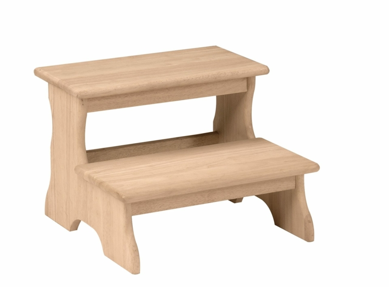Traditional Step Stool with Sculpted Side Gables and Tiered Steps