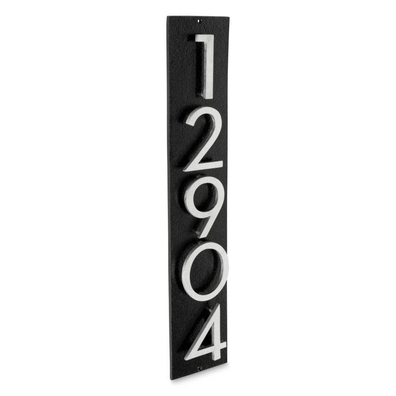Vertical Address Plaque, Five Digit Display, Floating Silver Numbers