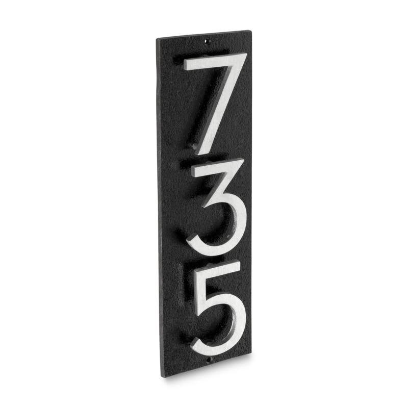 Vertical Address Plaque, Three Digit Floating Numbers, Textured Black