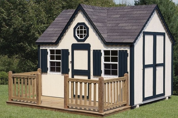 Victorian Playhouse with Porch and Distinctive Octagonal Window