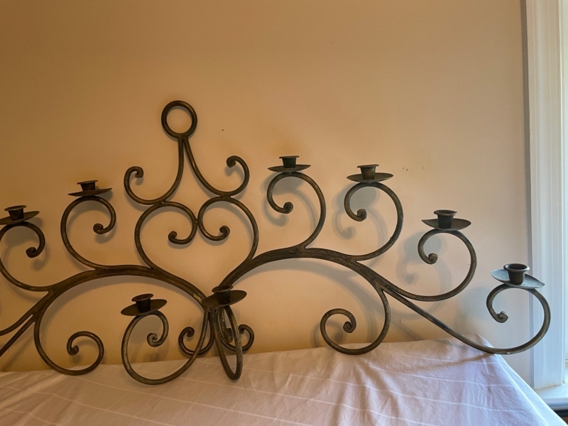 Wall Candelabra Ten Candle Holder Antique Bronze Spanish Colonial Iron
