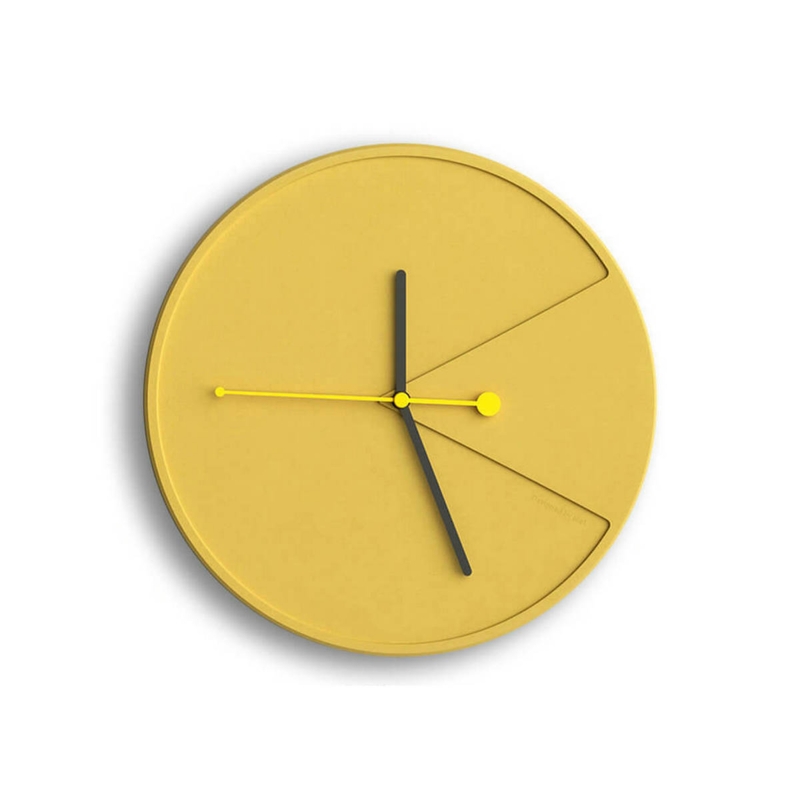 Wall Clock Concrete-Like Recessed Wedge Numberless Dial Minimalist