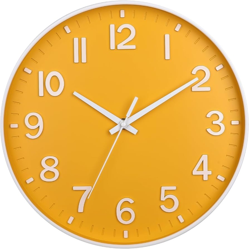 Wall Clock Mustard Yellow Matte Finish Silent Non-Ticking Sweep