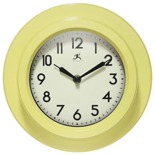 Wall Clock Pale Yellow Tiered Bezel Retro Mid-Century Design