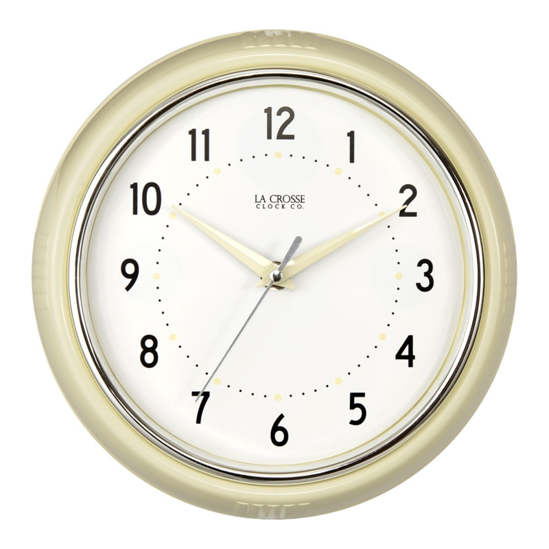 Wall Clock Retro Diner Style Polished Chrome Dotted Minute Track