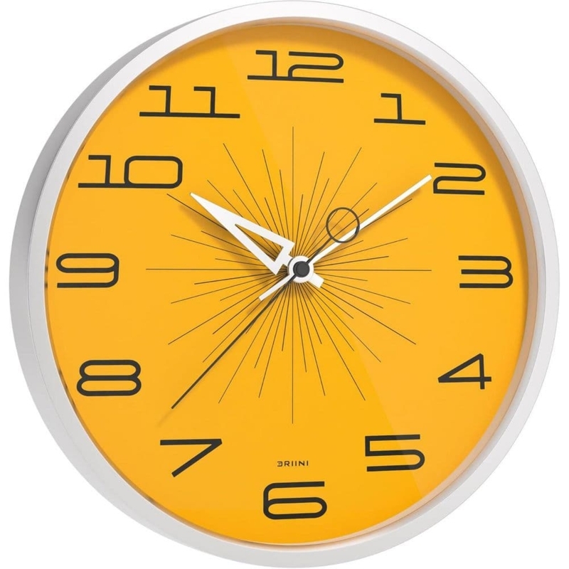 Wall Clock Retro Modern Sunburst Pattern Lighted Dial Metal