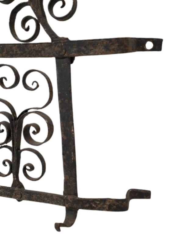Wall Rack Hand Forged Scrollwork Hammered Rivets Weathered Patina Iron