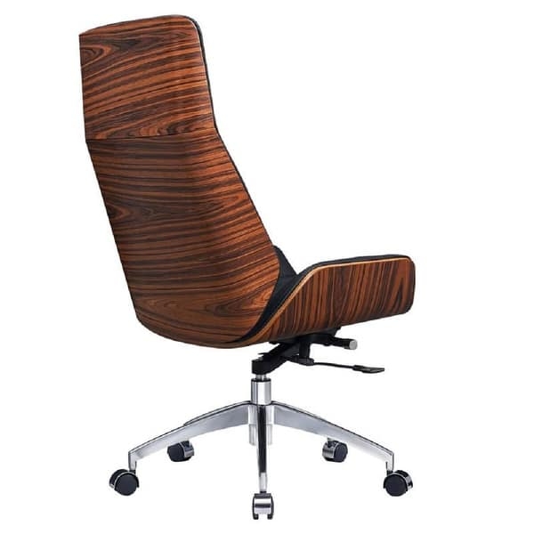 Walnut Executive Chair Mid Century Grain Bentwood Black Leather