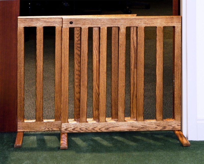 Warm Oak Expandable Wooden Pet Gate Adjustable